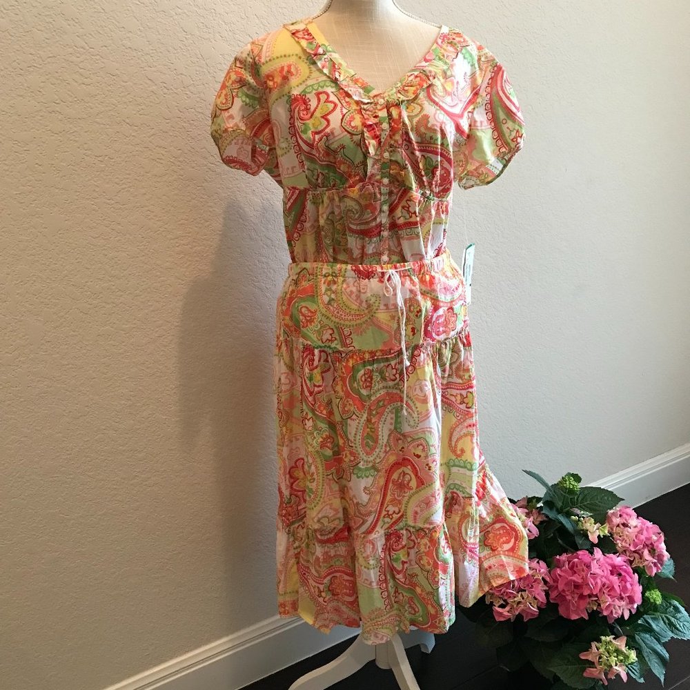 JONES NEW YORK SPORT | VTG Boho Skirt & Top Set Size 12 / Large